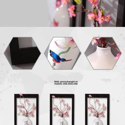 BÌNH HOA TREO TƯỜNG 3D KÈM KHUNG + HOA